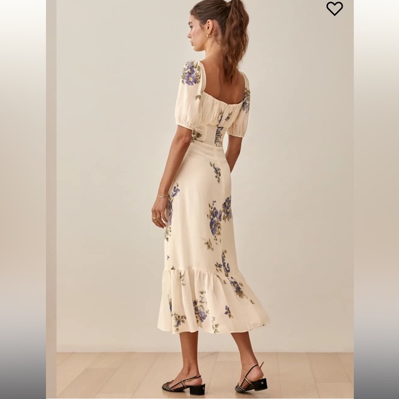 Reformation Charlee Floral Dress, Macadamia, 10 - Picture 4 of 9